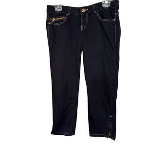 Guess Jeans Womens Black Cropped Pants W/Zipper Accents Size 28 Y2K Mobwife